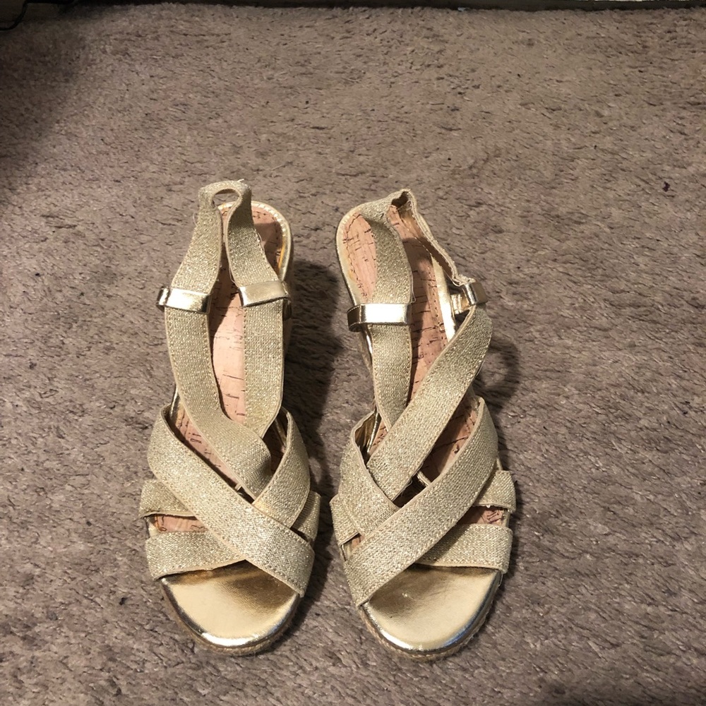 Merona gold sparkly wedges